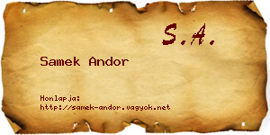 Samek Andor névjegykártya